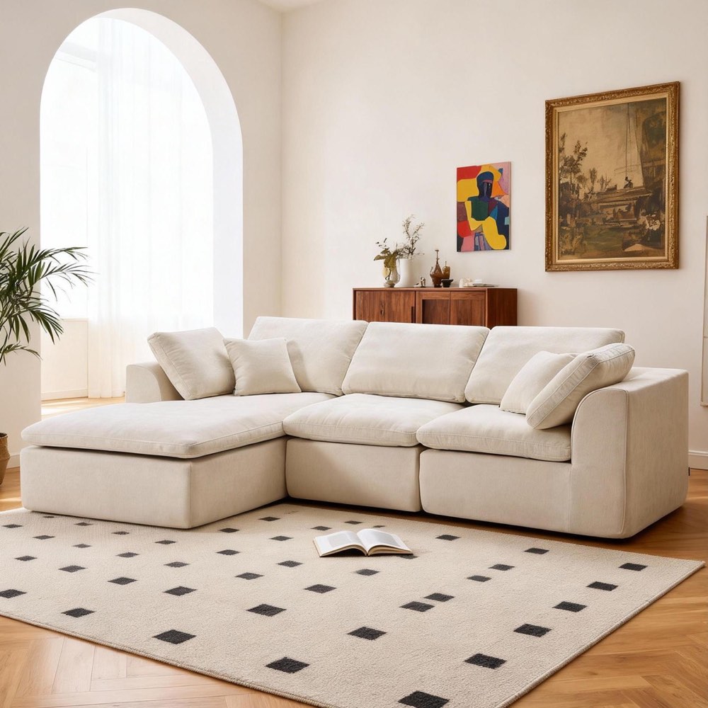 Compressed Cloud Sofa - T-485 White