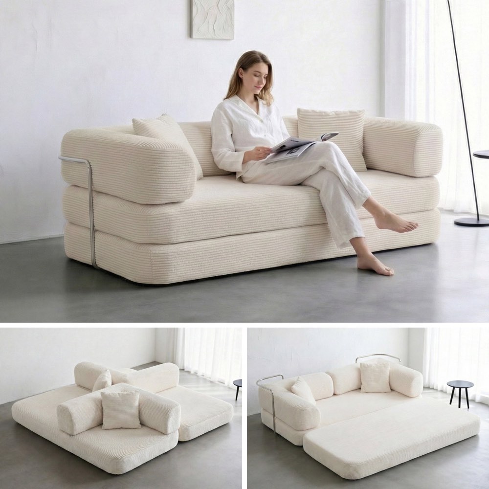 Roll-pack compressible sofa