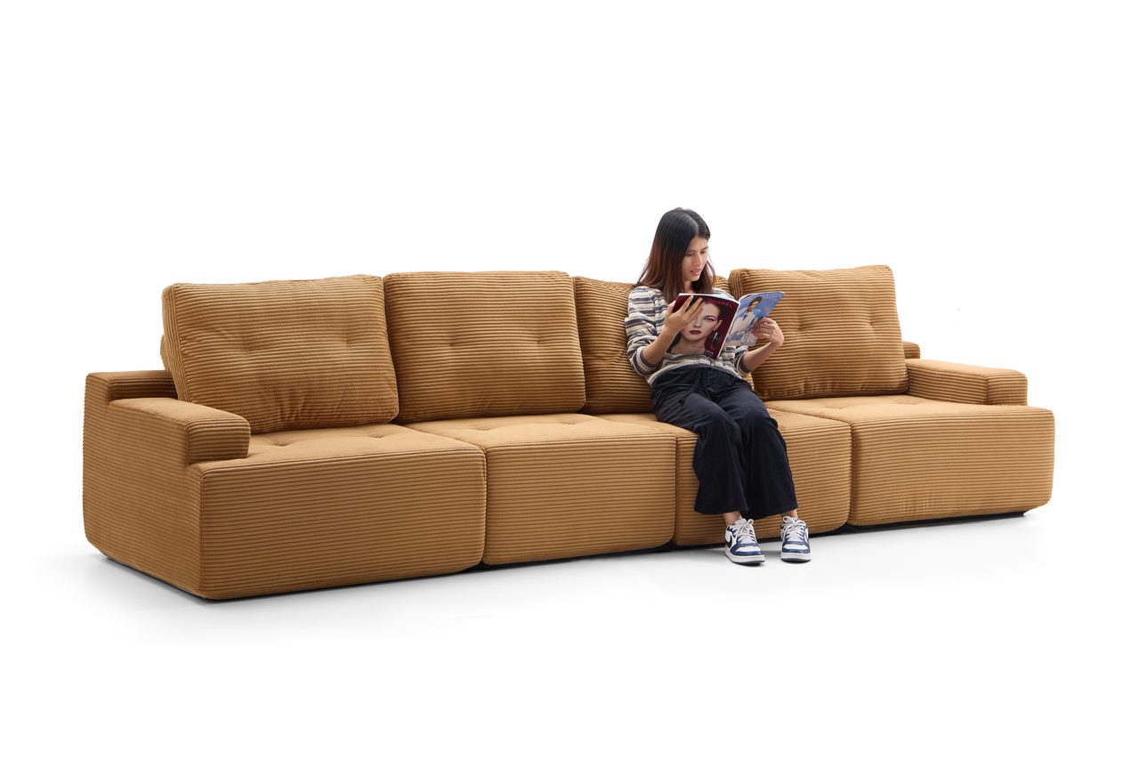 Compressed Sofa - T-411-S Corduroy 4-Seater Sofa