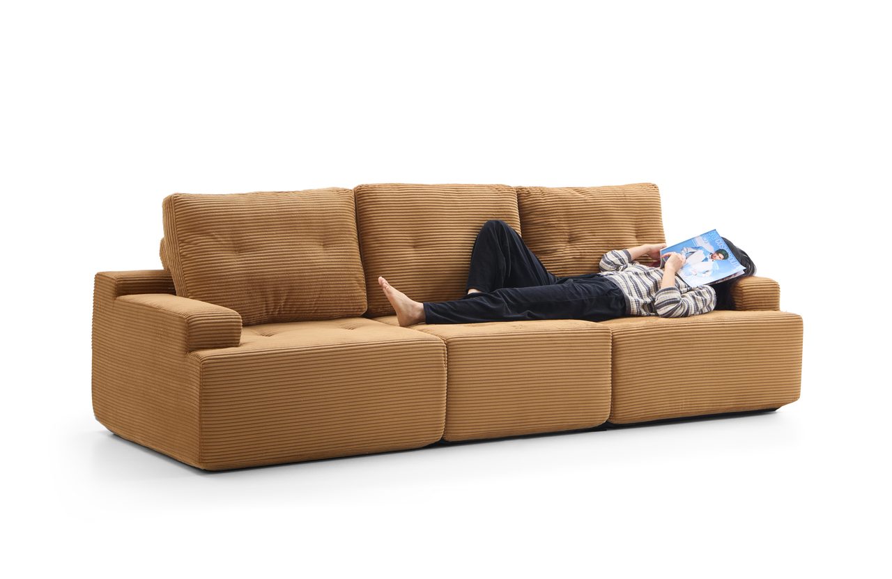 Compressed Sofa - T-411-F Corduroy 3-Seater Sofa