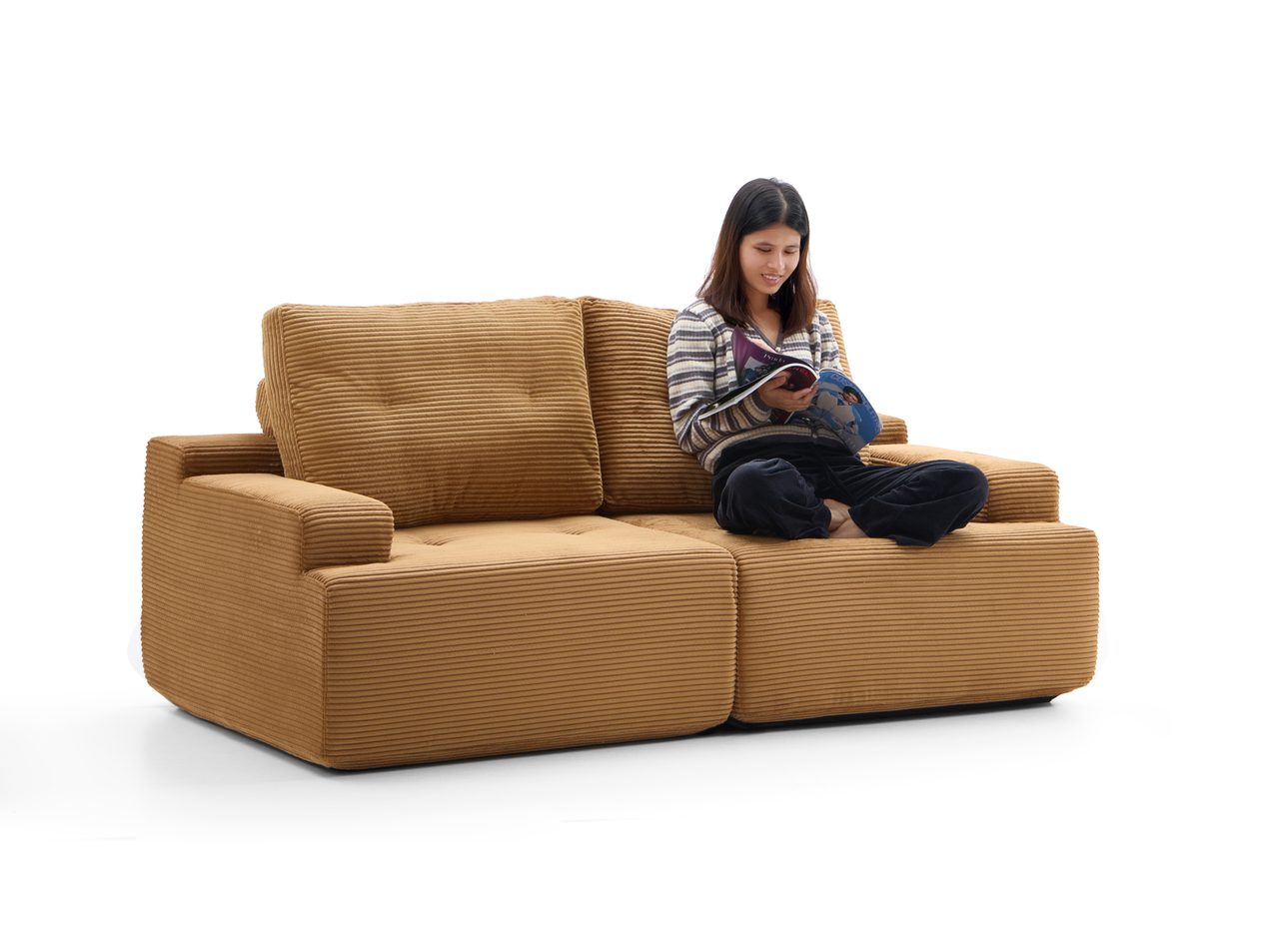 Compressed Sofa - T-411-T Corduroy 2-Seater Sofa