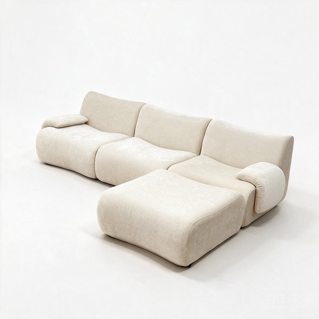 Compressed Sofa - T-622-F-M Chenille 3-Seater + Ottoman