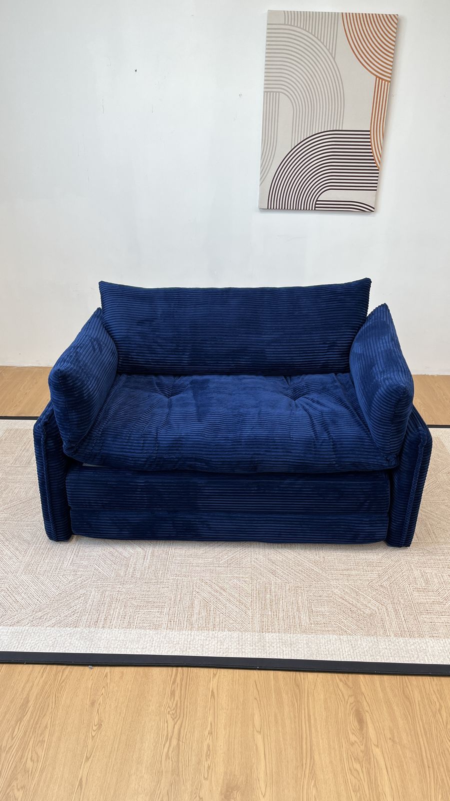 KD Foldable Sofa Bed - T-802 Blue Corduroy